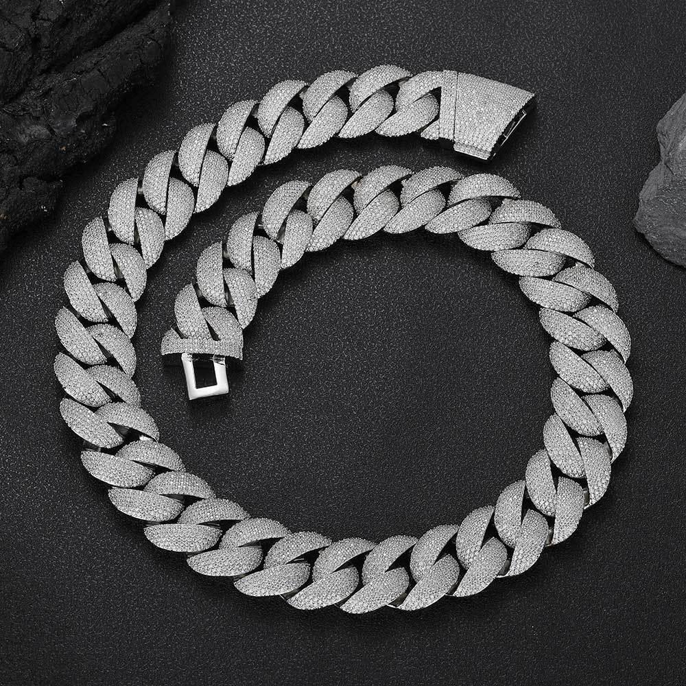 24mm Cuban Chain Necklace with Micro-Pave Zircon - CaratixJewelry
